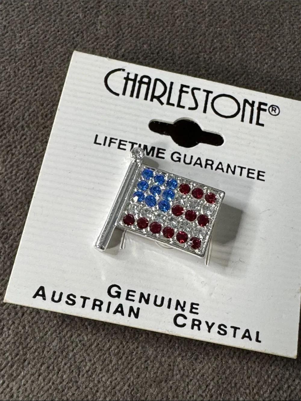 Charlestone American Flag Brooch Pin NEW